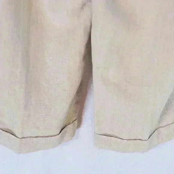 J. Jill Size 14 100% Linen cream wide leg color cuffed pants - Picture 7 of 13